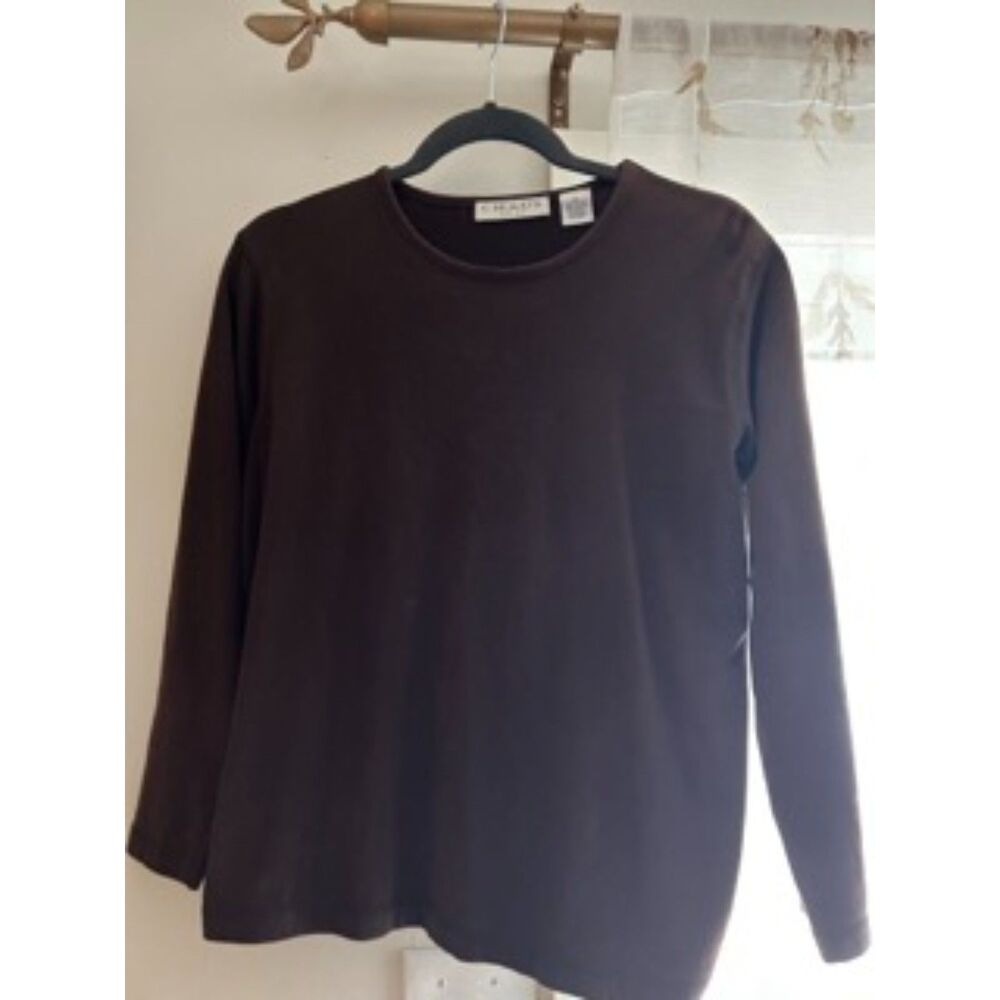 Chaus Sport Brown Long Sleeve Knit Top Women’s Medium Basic Layering Shirt